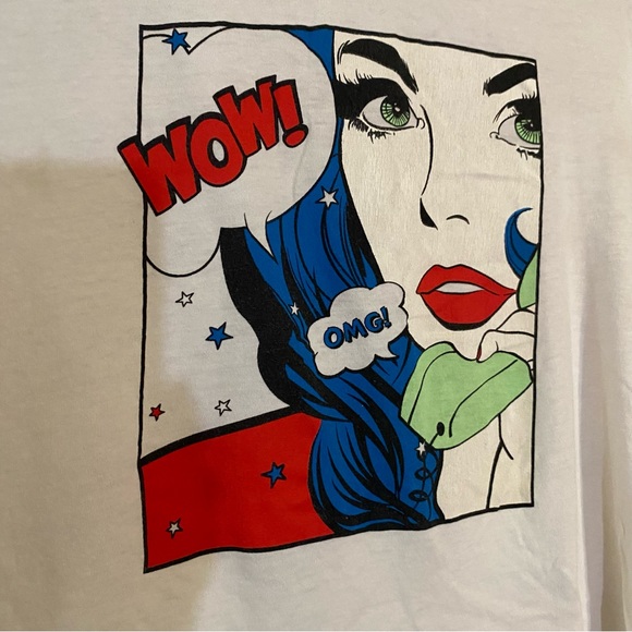 Primark t shirt, SZ XL, fair condition, WOW OMG, pop tee shirt. See pics - Picture 2 of 7